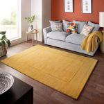 Ochre Boston Wool Border Rug Ochre