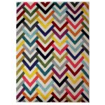 Zig Zag Rug Dark Red, Blue and White