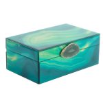 Teal Marble Glass Trinket Box Teal