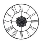 Round Roman Numeral Wall Clock Black