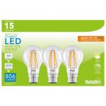 Dunelm Pack of 3 6W LED BC Filament Pearl Bulbs Clear