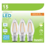 Dunelm Pack of 3 2W LED BC Filament Candle Bulbs Clear
