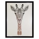 Elements Giraffe Framed Print Grey