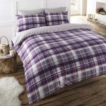 Portfolio Home Angus Plum Check 100% Brushed Cotton Duvet Cover and Pillowcase Set Purple