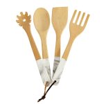 Set of 4 Marble Effect Utensils Natural