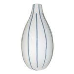 White Ceramic Striped Crackle Vase White