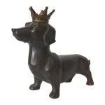 Dachshund with Gold Crown Ornament Black
