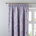 Botanical Meadow Purple Blackout Pencil Pleat Curtains Purple