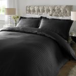 Xquisite Home Sateen Black Stripe 300 Thread Count Cotton Duvet Cover and Pillowcase Set Black