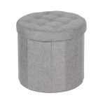Round Grey Shoe Storage Ottoman Grey