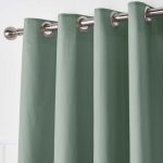 Plain Cotton Seafoam Eyelet Curtains Seafoam (Blue)