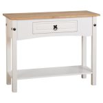Corona White Console Table with Drawer White