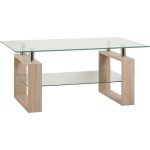 Milan Oak Glass Top Coffee Table Natural