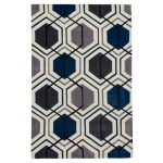 Grey and Navy Hong Kong 7526 Rug Blue/Grey