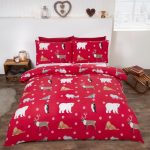 Rapport Home Winter Animals Brushed Cotton Red Duvet Cover and Pillowcase Set Red