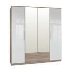 Gamma Oak and White Gloss Wardrobe White