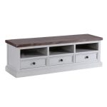 Priory White TV Stand Grey/Natural