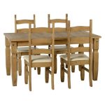 Corona Pine and Black 4 Seater Dining Set Cream