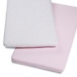 Snuz Crib Pack of Two Geo Mono Pink Fitted Sheets Pink