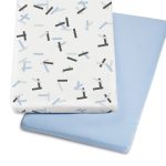 Snuz Crib Pack of Two Geo Mono Blue Fitted Sheets Blue