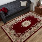 Red Lotus Premium Aubusson Rug Red