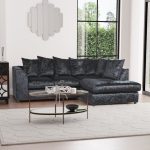Michigan Velvet Right Hand Corner Sofa Black