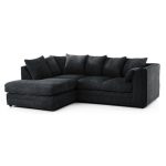 Chicago Jumbo Cord Left Hand Corner Sofa Black