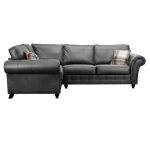 Oakland Left Hand Faux Leather Corner Sofa Black