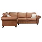 Oakland Left Hand Faux Leather Corner Sofa Brown