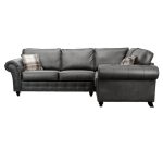 Oakland Right Hand Faux Leather Corner Sofa Black