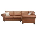 Oakland Right Hand Faux Leather Corner Sofa Brown