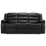 Whitfield 3 Seater Leather Reclining Sofa Black