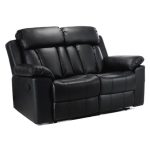 Cranbrook 2 Seater Leather Reclining Sofa Black