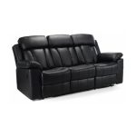 Cranbrook 3 Seater Leather Reclining Sofa Black