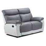 Duo Lexi 2 Seater Leather Recliner Sofa Grey