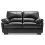 Lisbon 2 Seater Leather Sofa Black
