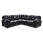 Plaza Large Faux Leather Corner Sofa Black
