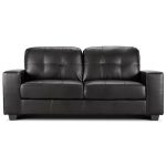Roma 3 Seater Leather Sofa Black