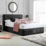 Hannover Black Crushed Velvet Ottoman Bed Black