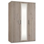 Minnesota Oak 3 Door Mirrored Wardrobe Natural