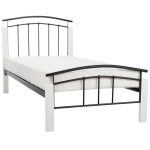 Serene Tetras Metal and Wooden Bed Frame in White and Black Black/White