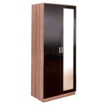 Ottawa Black and Walnut 2 Door Mirrorred Wardrobe Natural