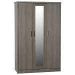 Lennon Black 3 Door Wardrobe Black