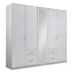 Fly 5 Door 4 Drawer Mirrored Wardrobe White