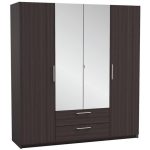 Paris Wenge 4 Door 2 Drawer Mirrored Wardrobe Brown