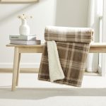 Check Sherpa 130cm x 180cm Throw Natural