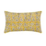 Retro Floral 30cm x 50cm Cushion Yellow