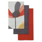 Elements Pack Of 3 Blomma Tea Towels Red, Black and Grey