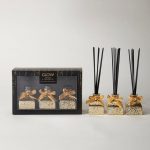 Glow Set of 3 Jasmine and Cedarwood 40ml Reed Diffuser Gold