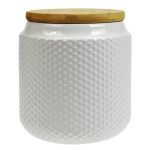 Embossed Glaze Storage Canister White